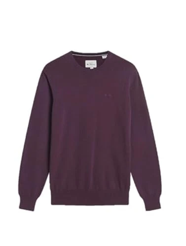 Signature Knitted Crew Neck Jumper Plum Classic Fit 0063370 Medium Long Sleeved