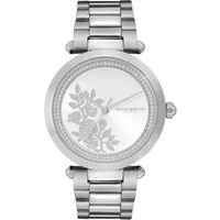 Signature T-bar Floral Silver Bracelet Watch