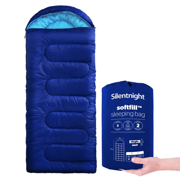 Silentnight Camping Collection Adult Sleeping Bag - Blue - Single - Size Single