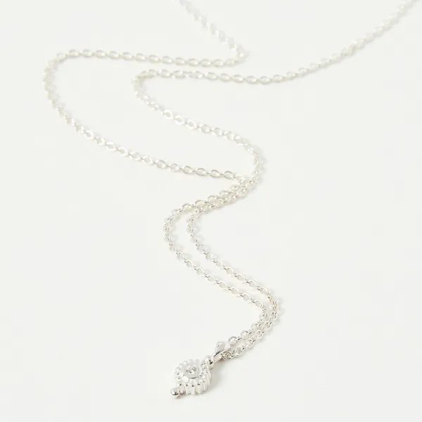 Silver Afan Circle Dot Pendant Necklace