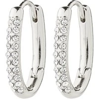 Silver Amiri Pave Link Hoop Earrings - Silver