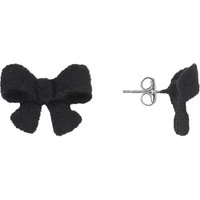 Silver and Black Velvet Bow Studs - Gold