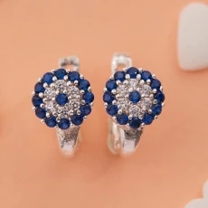 Silver and Blue Stud Earrings