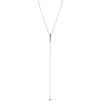 Silver and Blue Tennis Drop Necklace - Silver