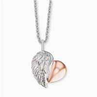 Silver and Rose Gold Heart Wing Necklace - Silver