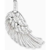 Silver Angel Wing White Crystal Charm - Silver