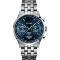 Silver Antheor Multifunction Blue Dial Watch - Silver