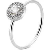 Silver April Birthstone Halo Adjustable Ring - Adjustable