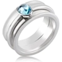 Silver Aqua Stone Tranquil Ring - Ring Size 56 Silver