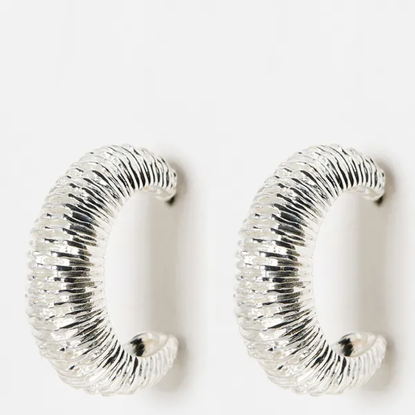 Silver Araceli Line Detail Textured Hoops