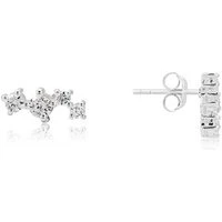 Silver Asymmetric Crystal Earrings - 925 Silver