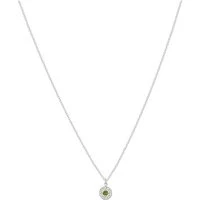 Silver August Birthstone Halo Necklace - Silver