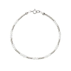 Silver Beaded Mini Pearl Bracelet