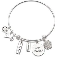 Silver Best Teacher Bangle - Silver