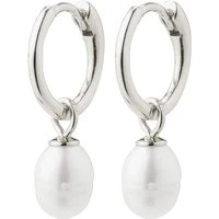 Silver Birthe Recycled Pearl Hoops - Silver