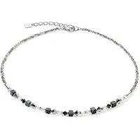 Silver Black and White Crytal Necklace - Silver