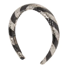 Silver & Black Faith Stripe Sequin Headband