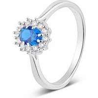 Silver Blue Oval Ring - Ring Size 60 925 Silver