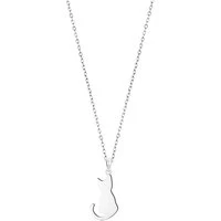 Silver Cat Pendant Necklace - Silver