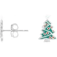 Silver Christmas Tree Earrings - Silver