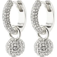 Silver Chunky Disco Ball Hoop Earrings - Silver