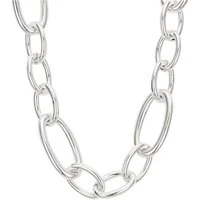 Silver Chunky Linked Chain Necklace - Silver