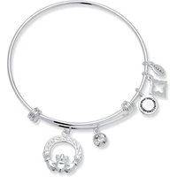 Silver Claddagh Bangle - Adjustable