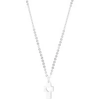 Silver Cross Heart Pendant Necklace - Silver