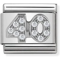 Silver Crystal 40 Birthday Charm