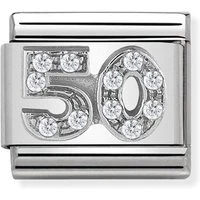 Silver Crystal 50 Birthday Charm