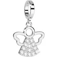 Silver Crystal Angel Charm - Silver