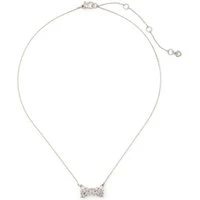 Silver Crystal Bow Necklace - 49cm