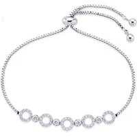 Silver Crystal Circle Pull Bracelet - Adjustable