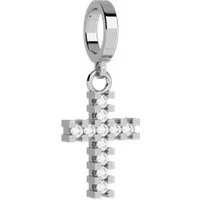 Silver Crystal Cross Charm - Silver