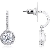 Silver Crystal Drop Ball Earrings