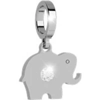 Silver Crystal Elephant Charm - Silver