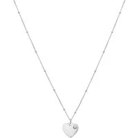 Silver Crystal Heart Beaded Necklace - Silver