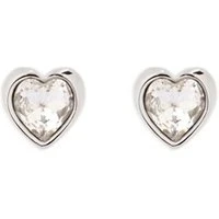 Silver Crystal Heart Earrings