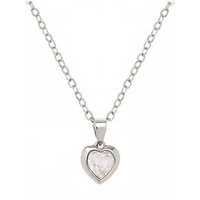 Silver Crystal Heart Necklace - Adjustable