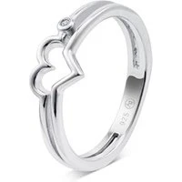 Silver Crystal Heart Ring - 52