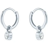 Silver Crystal Huggie Earrings - Silver