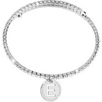 Silver Crystal Letter E Bracelet - Silver