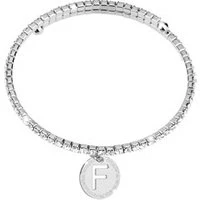 Silver Crystal Letter F Bracelet - Silver