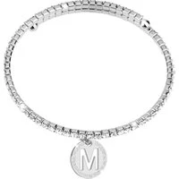 Silver Crystal Letter M Bracelet - One Size