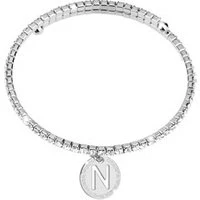 Silver Crystal Letter N Bracelet - Silver