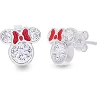 Silver Crystal Minnie Mouse Earrings - Silver