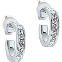 Silver Crystal Nano Huggie Earrings - Silver