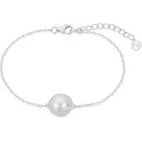 Silver Crystal Pearl Halo Bracelet - 925 Silver