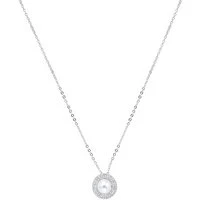 Silver Crystal Pearl Necklace - Silver