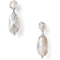 Silver Crystal Rock Drop Earrings - Silver